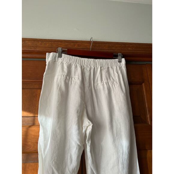 Love Tree Women's Linen Blend Melissa Pants Cropped Belted Pull-On White Size L - Picture 6 of 10